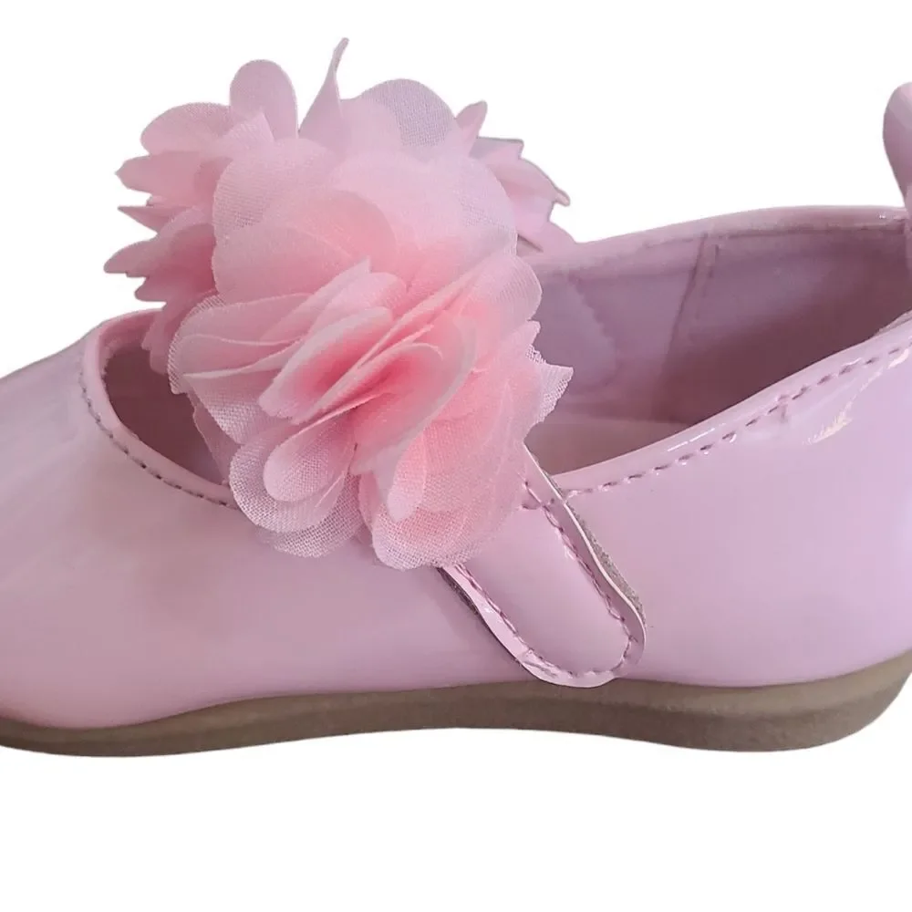 Koala Baby Shoes Dress Pink‎ Patent Leather With Fabric Roses Sz 4 NWOT